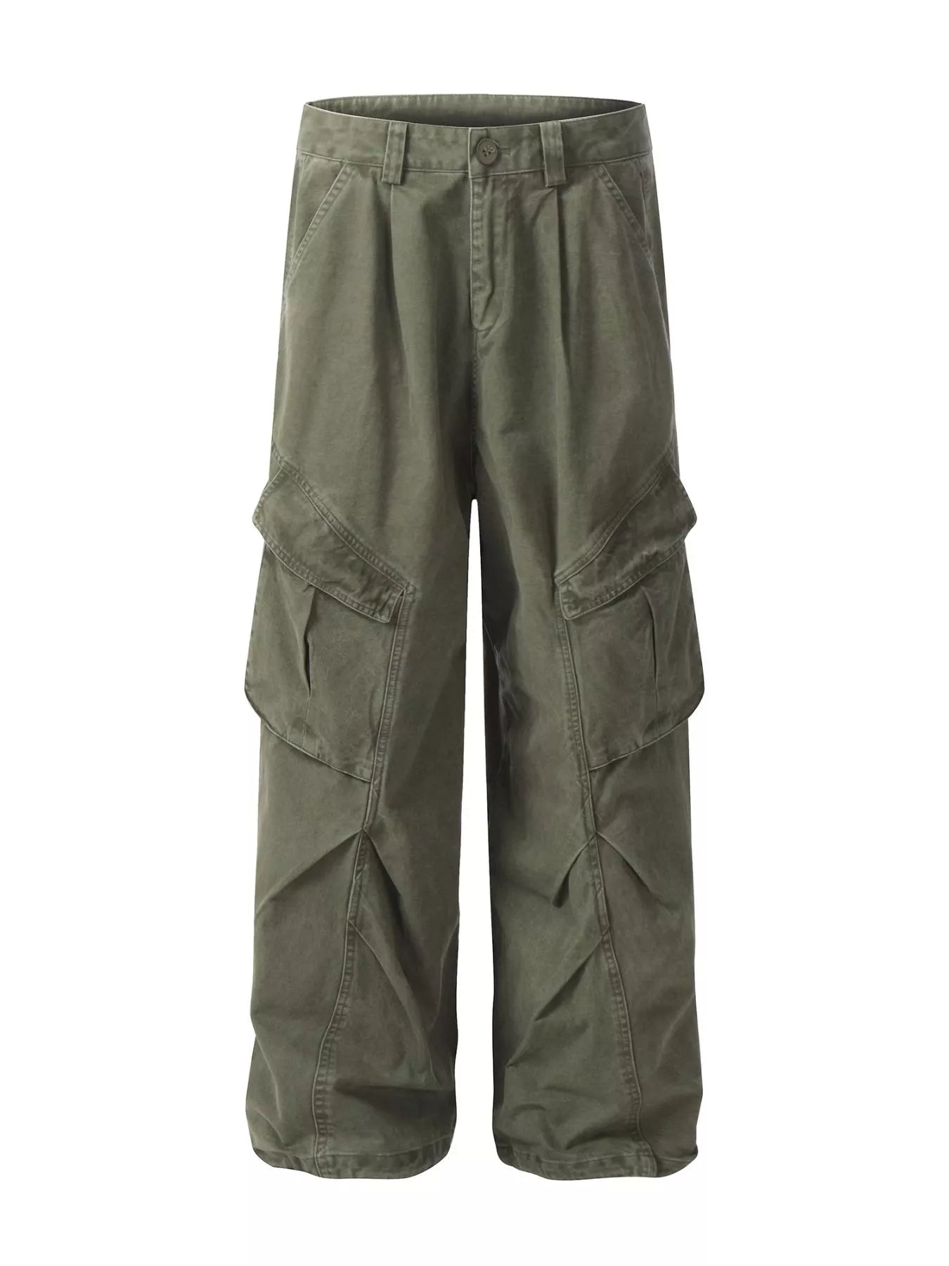 Men's loose fit cargo pants in haze gray, made by Trendsi, featuring multiple pockets and comfortable casual style.