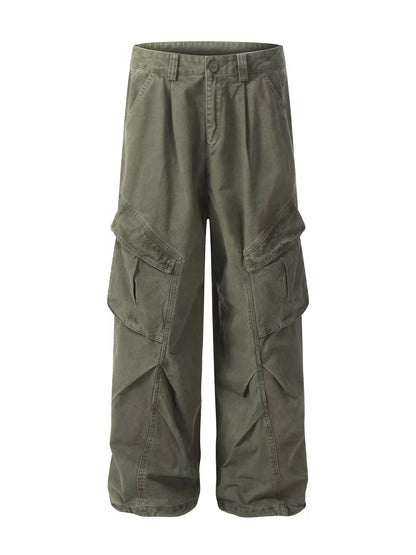 Men's loose fit cargo pants in haze gray, made by Trendsi, featuring multiple pockets and comfortable casual style.