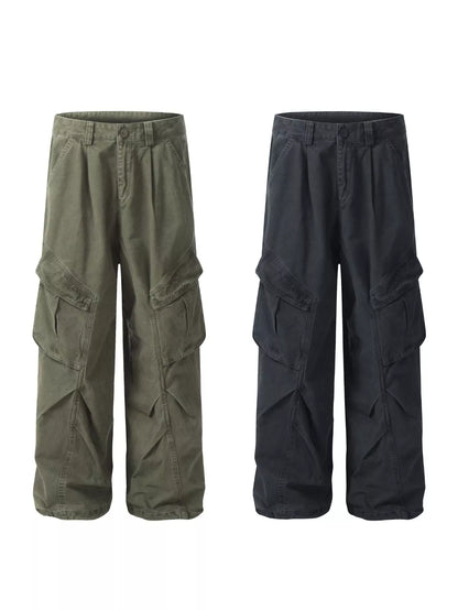 Men's loose fit cargo pants in haze gray from Trendsi, featuring multiple pockets and relaxed style, suitable for casual wear.