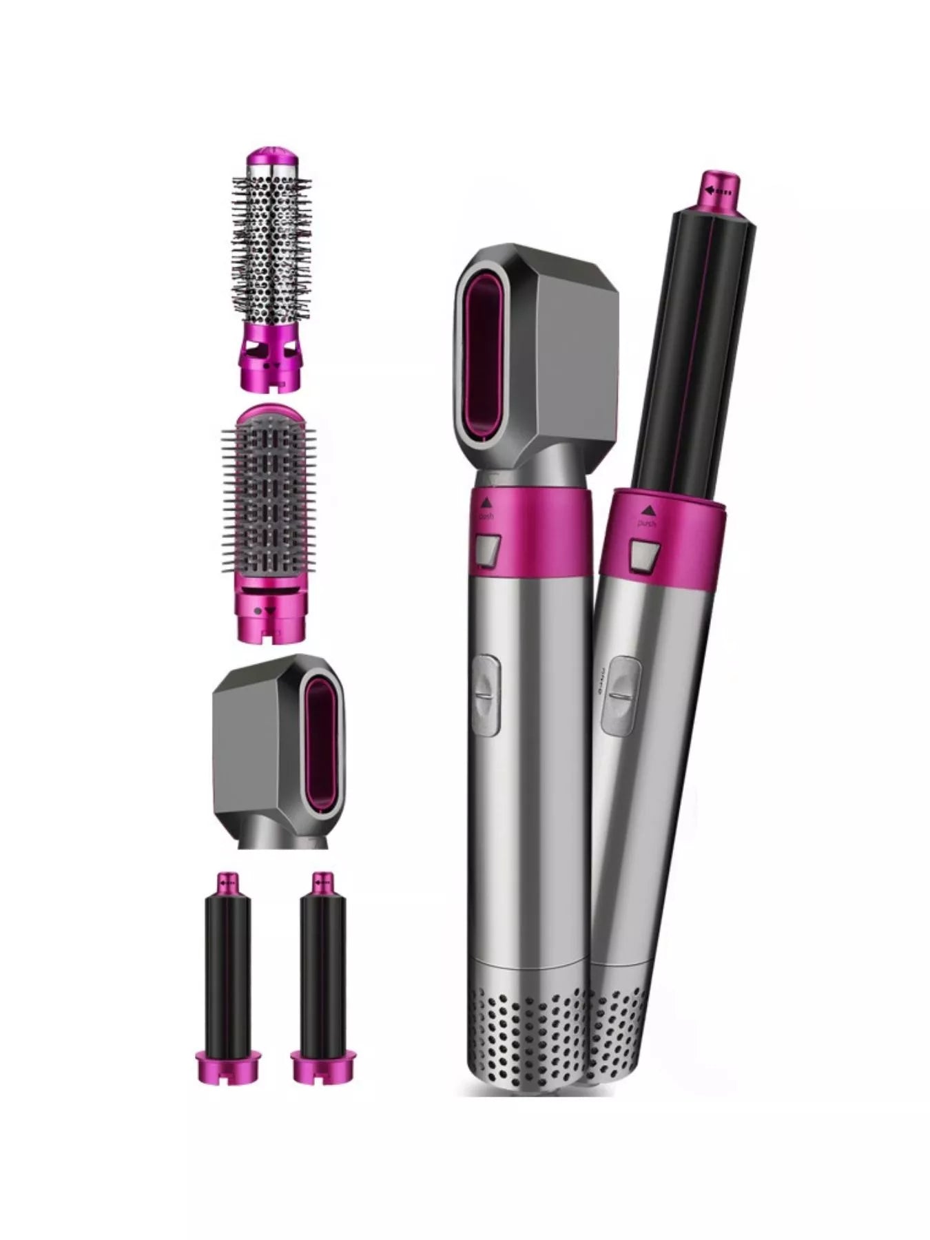 Trendsi hot pink adjustable temperature curling iron with European plug and ergonomic handle for styling versatility