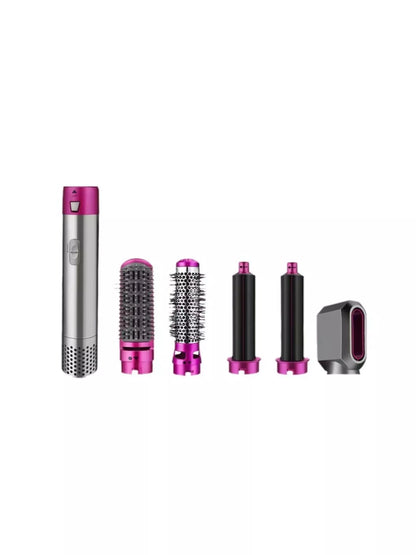 Trendsi hot pink adjustable temperature curling iron with European plug, showcasing its sleek design and textured handle.