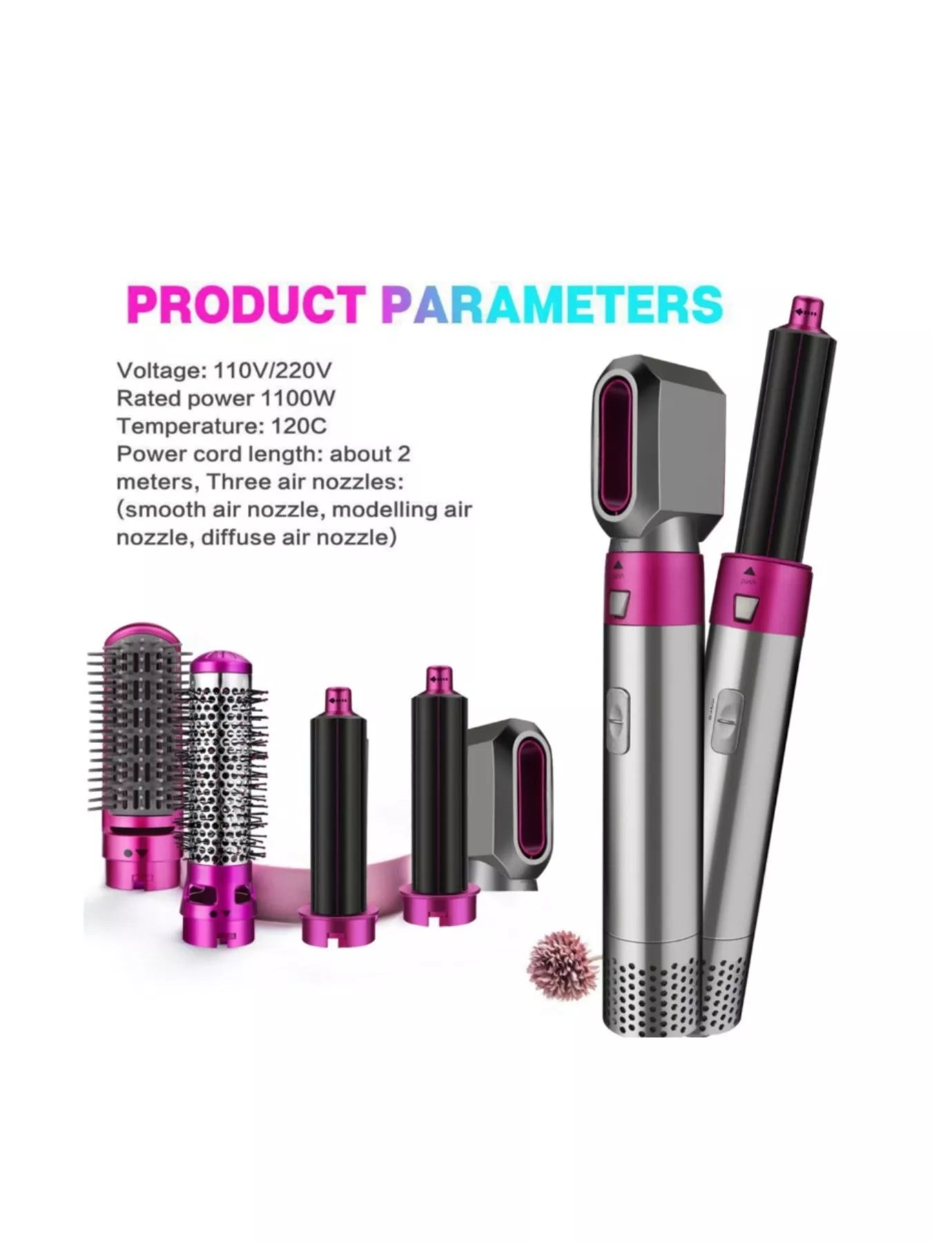 Hot pink adjustable temperature curling iron with European plug, designed for versatile hair styling by Trendsi.