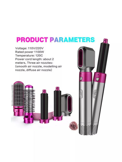 Hot pink adjustable temperature curling iron with European plug, designed for versatile hair styling by Trendsi.