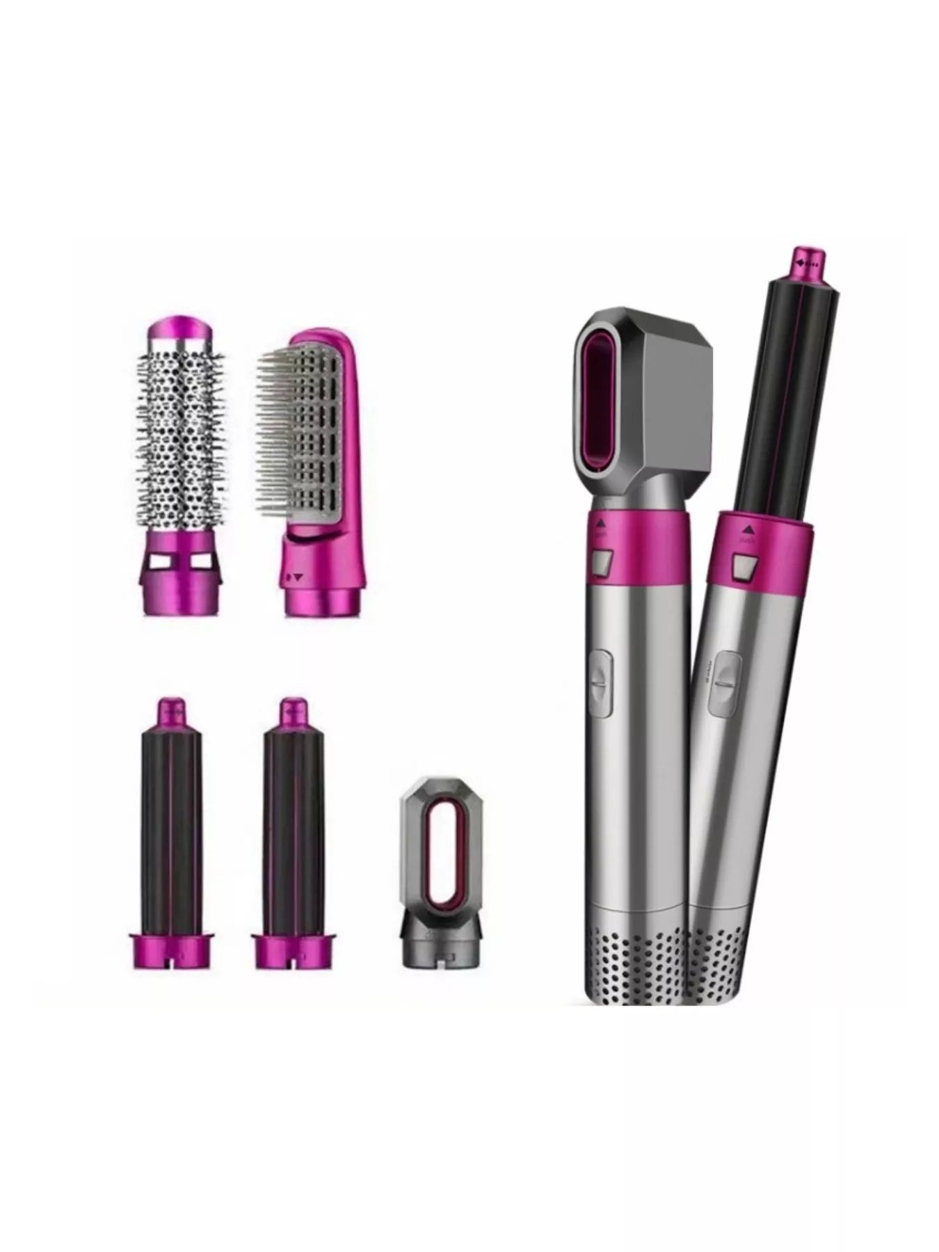 Trendsi hot pink adjustable temperature curling iron with European plug, featuring a sleek design and curling barrel for styled hair.