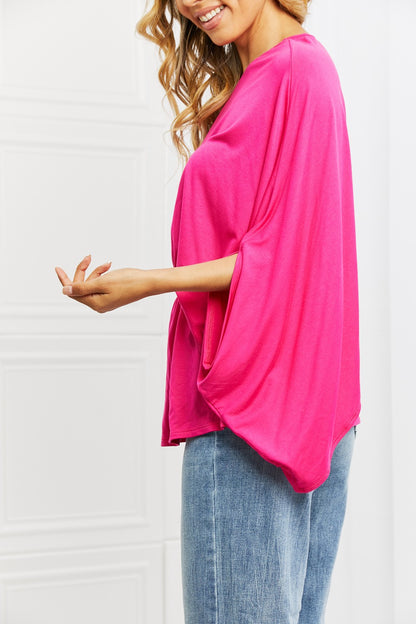 White Birch Forever And Always full-size one-shoulder top in hot pink, stylish and comfortable for trendy casual wear.