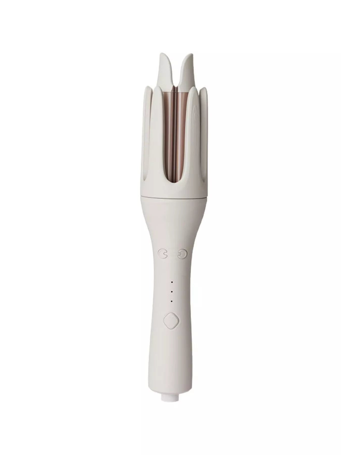 Automatic rotating ceramic curling iron by Trendsi with ivory finish and European plug, designed for creating smooth, styled curls.