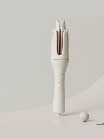 Trendsi automatic rotating ceramic curling iron with ivory finish and European plug for easy, even curling results.