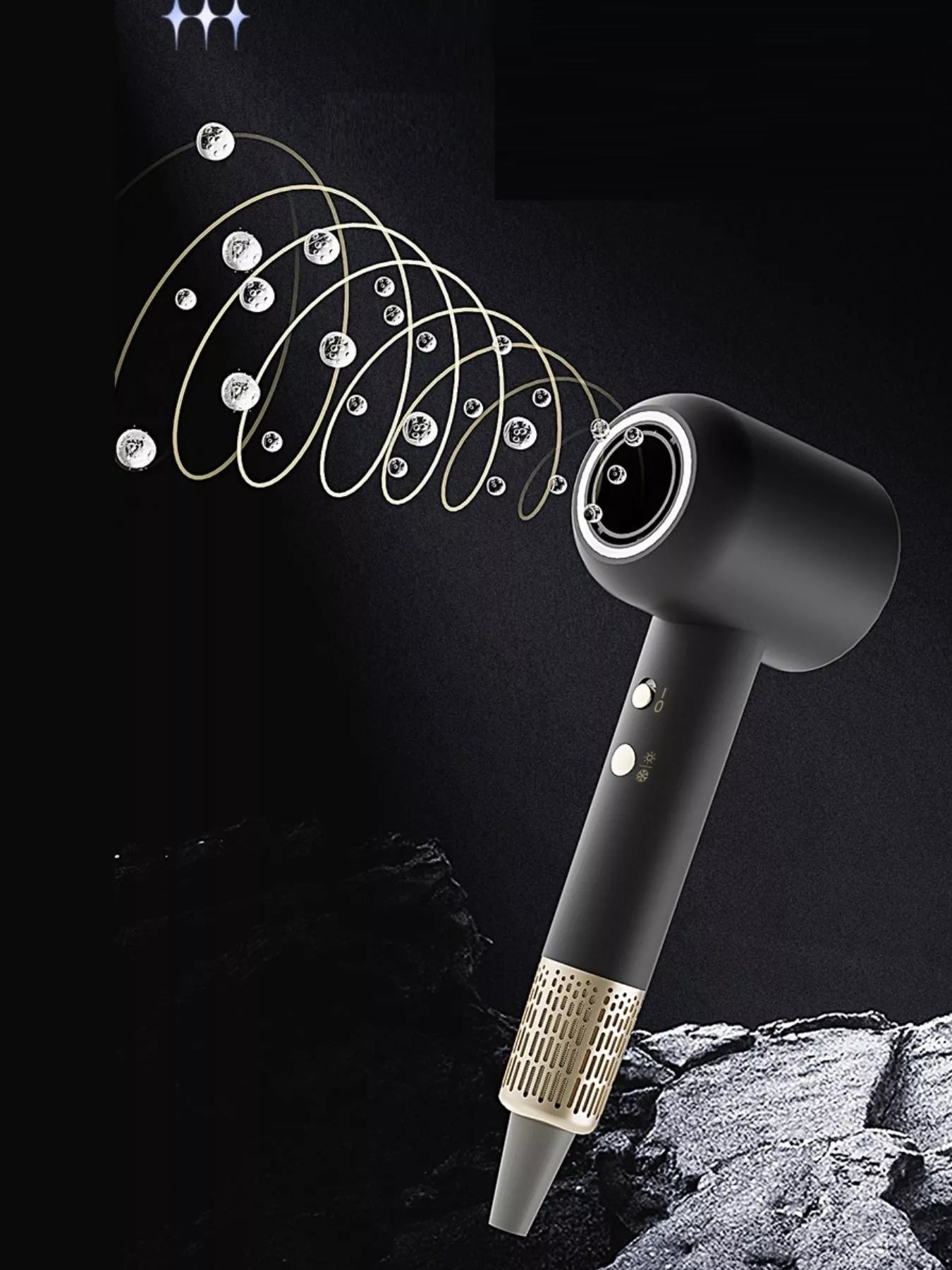 Ivory household hair dryer with negative ion technology and North American plug, quick-drying and lightweight for easy styling.