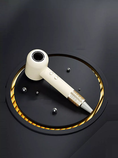 Ivory household hair dryer with negative ion technology and North American plug, quick-drying and easy to use.