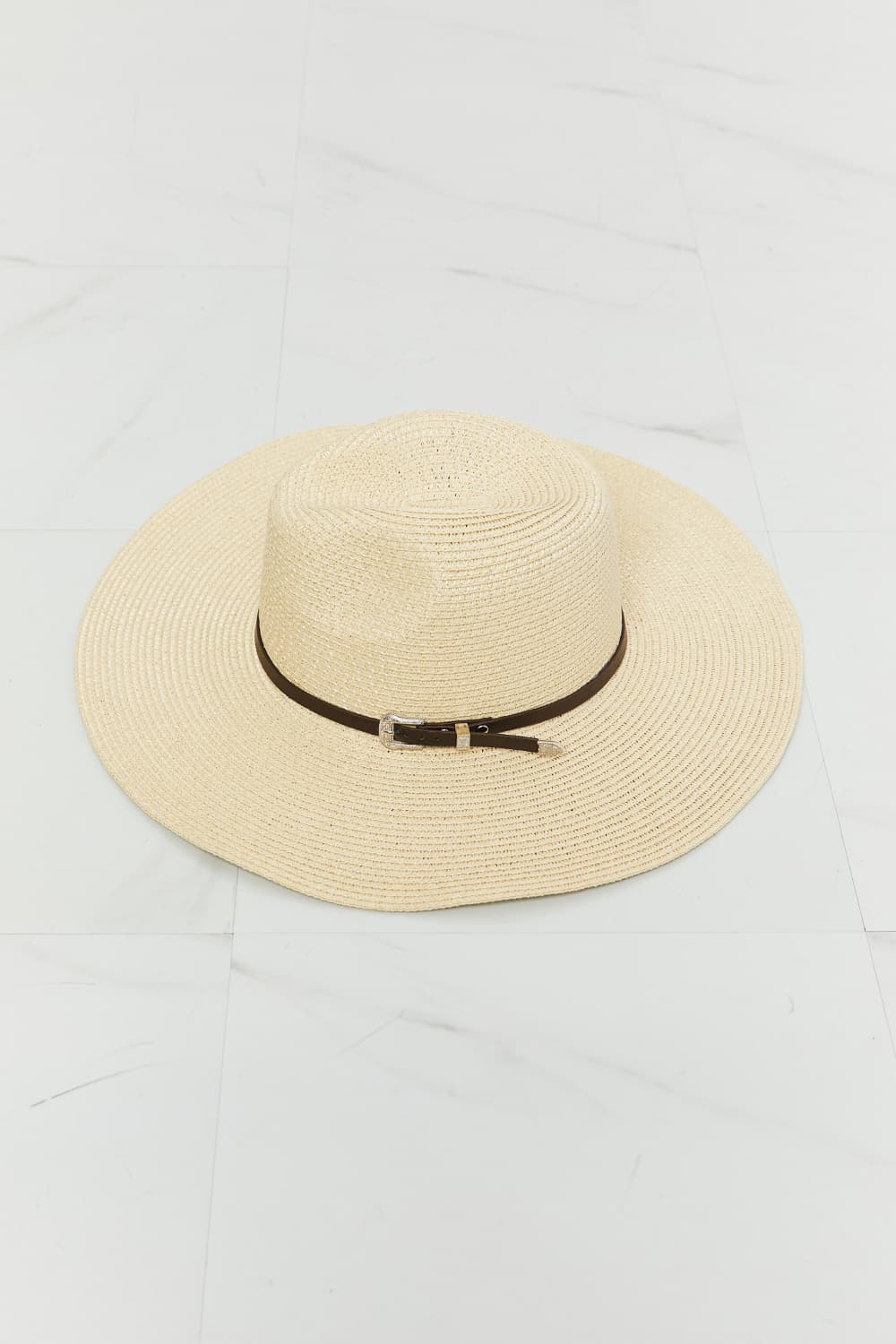 Ivory boho summer straw fedora hat by Trendsi with a wide brim and stylish design, perfect for sunny outdoor wear.