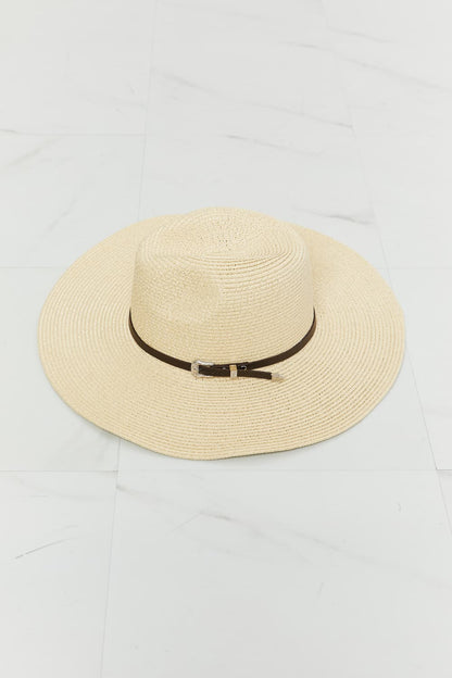 Ivory boho summer straw fedora hat by Trendsi with a wide brim and stylish design, perfect for sunny outdoor wear.