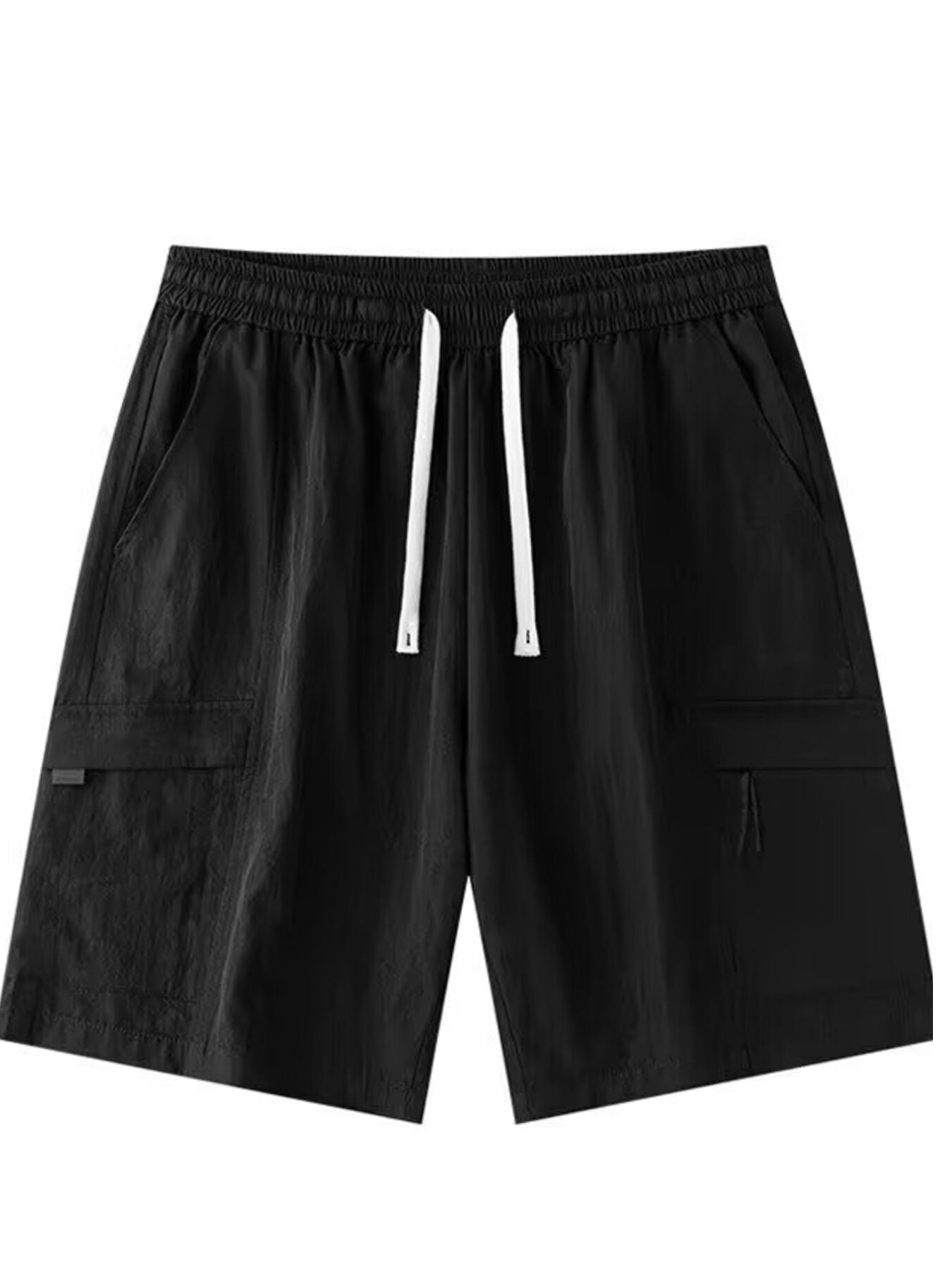 Men's plus size khaki cargo shorts with drawstring waist and relaxed fit, casual men's summer shorts by Trendsi.