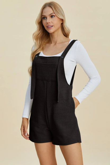 Khaki sleeveless romper by Trendsi with textured fabric, full size, and a sleeveless design perfect for casual wear.