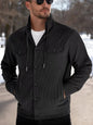 Men's full-size khaki casual corduroy button-down jacket by Trendsi, featuring a classic collar and front button closure.