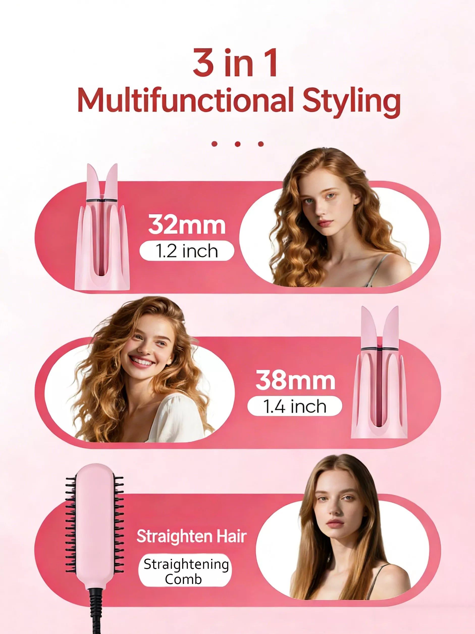 Lavender Trendsi 2-in-1 automatic rotating ceramic curling iron with European plug, designed for easy, uniform curls.