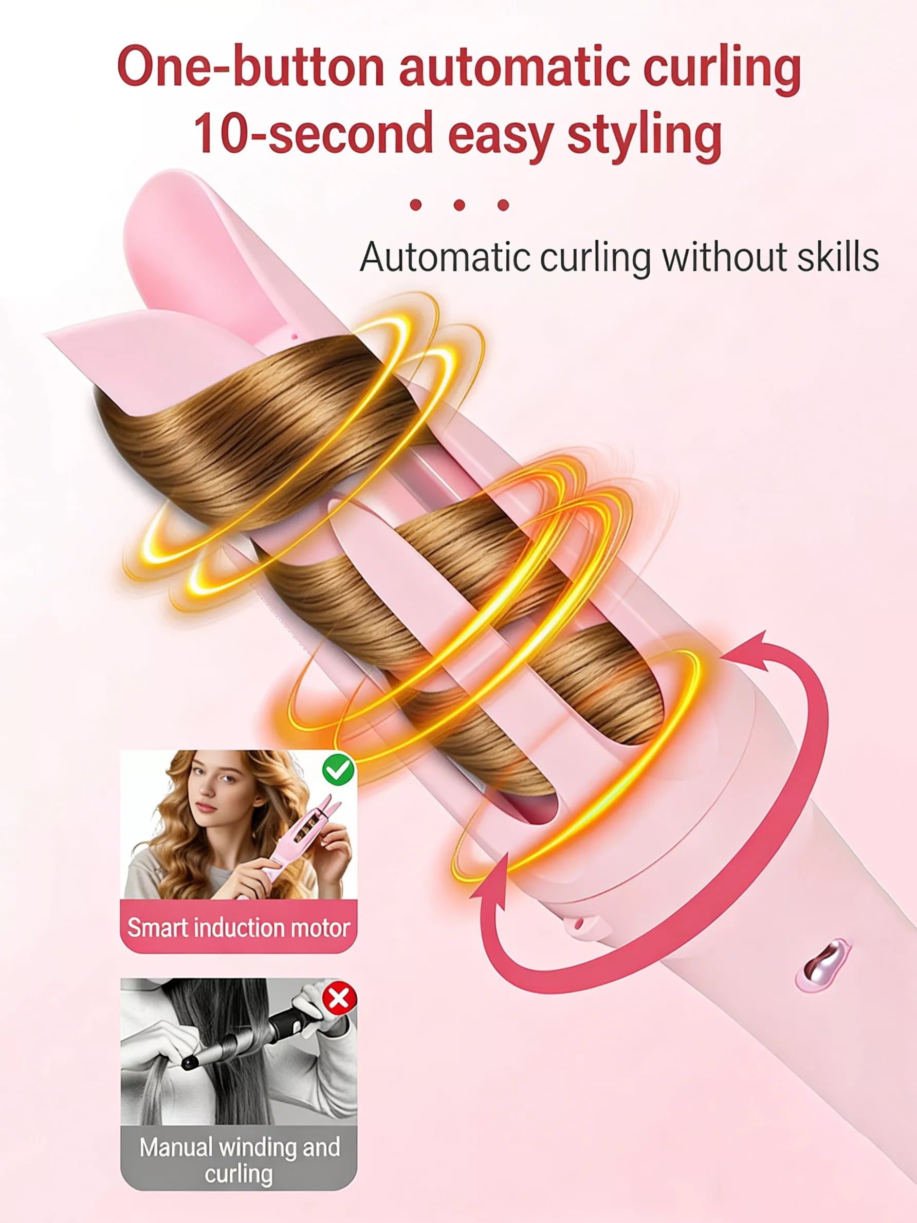 Lavender 2-in-1 automatic rotating ceramic curling iron by Trendsi with European plug, designed for easy hair curling.