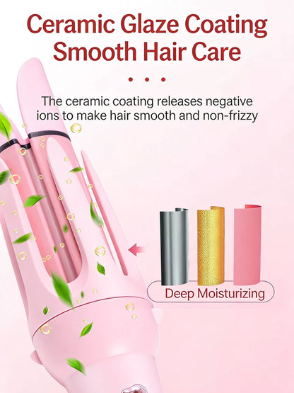 Lavender 2-in-1 automatic rotating ceramic curling iron by Trendsi, with European plug, for creating smooth, curly hairstyles.