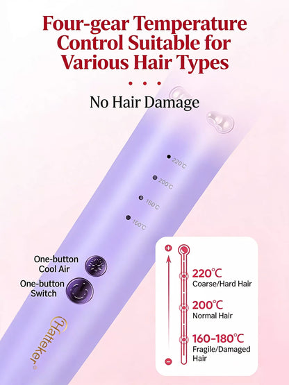 Lavender Trendsi 2-in-1 automatic rotating ceramic curling iron with European plug for versatile hair styling.