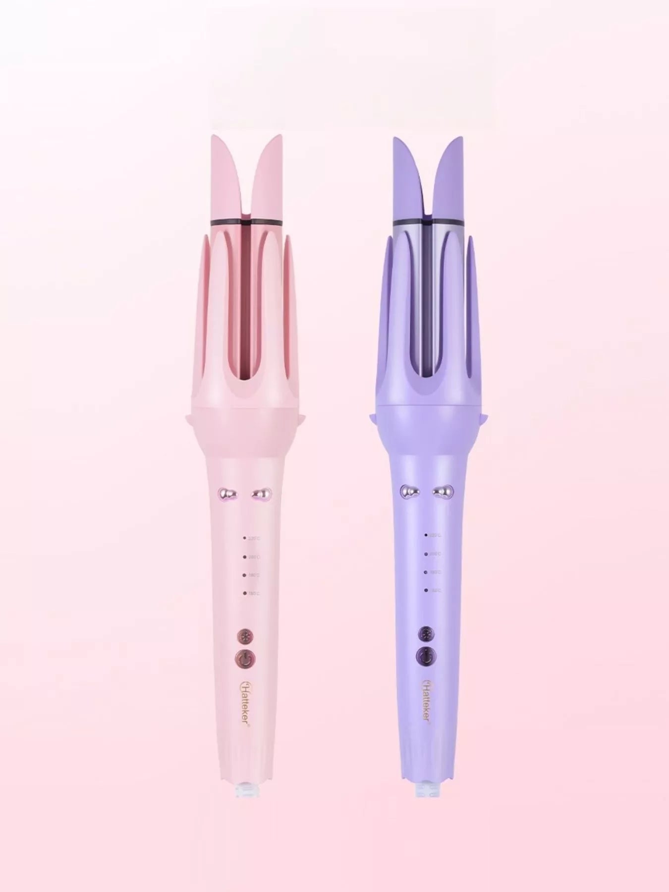Lavender 2-in-1 automatic rotating ceramic curling iron by Trendsi with European plug, showcasing the curling barrel and handle.