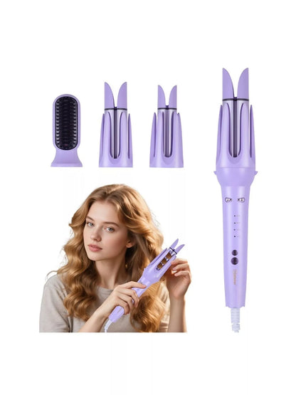 Lavender 2-in-1 automatic rotating ceramic curling iron by Trendsi with European plug for versatile hair curling.