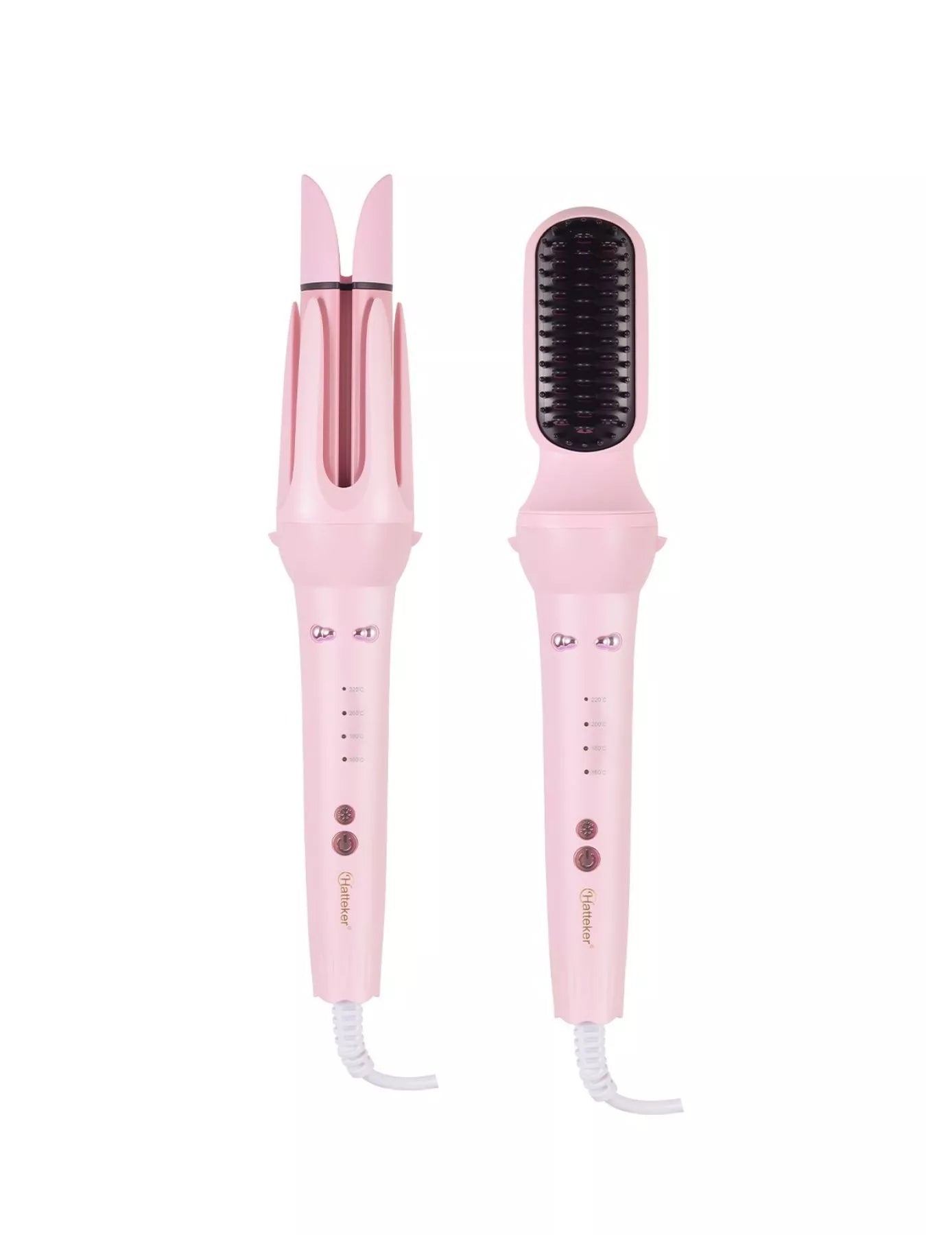 Lavender 2-in-1 automatic ceramic curling iron by Trendsi with European plug, showcasing rotating barrel for easy curling.