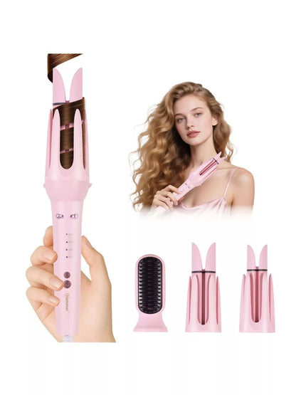 Lavender Trendsi 2-in-1 automatic rotating ceramic curling iron with European plug for creating curls and waves.