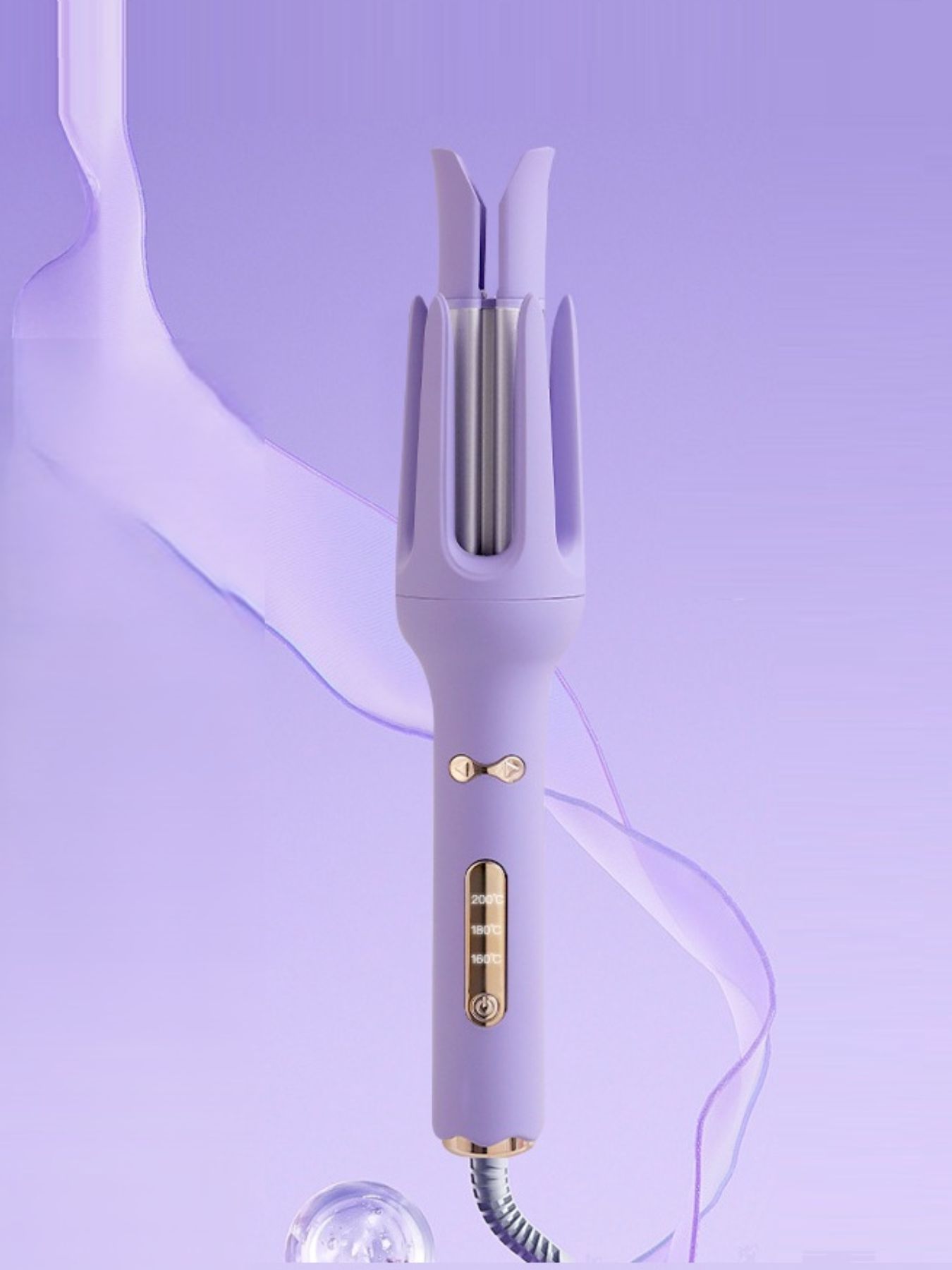 Lavender automatic hair curling iron by Trendsi with European plug, showcasing its sleek design and curling barrel.
