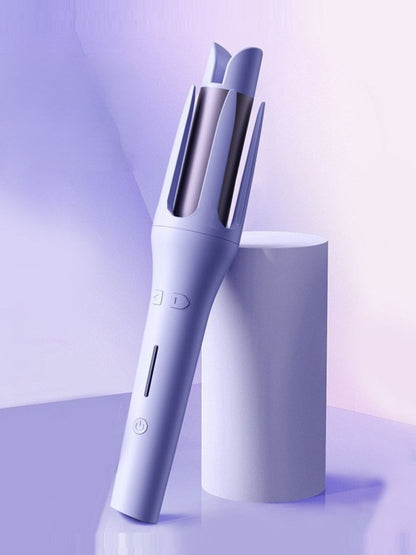 Lavender automatic hair curling iron by Trendsi with European plug, featuring a sleek design and adjustable curling settings.