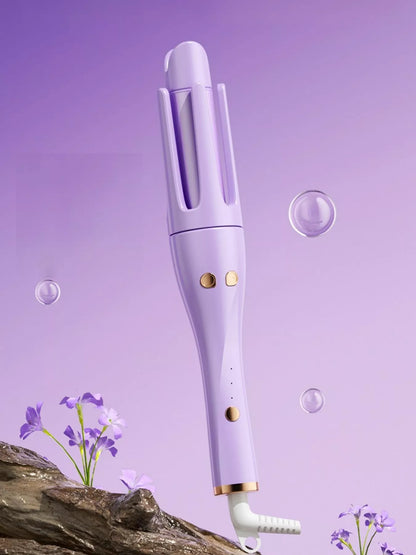 Lavender automatic rotating ceramic curling iron by Trendsi with European plug, showing the sleek design and rotating barrel.