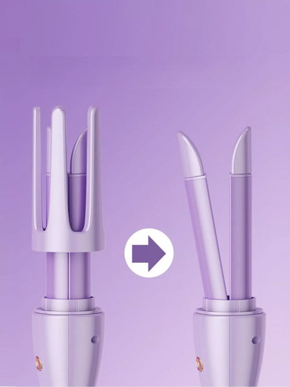 Lavender automatic rotating ceramic curling iron by Trendsi with European plug for easy styling and even heat distribution.