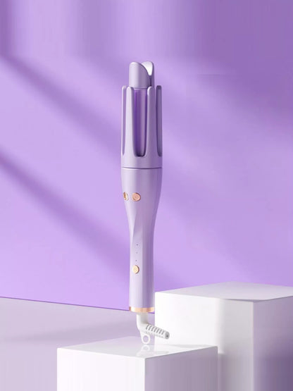 Lavender automatic rotating ceramic curling iron by Trendsi with European plug for effortless hairstyling.