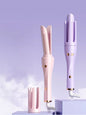 Lavender automatic rotating ceramic curling iron by Trendsi with European plug, showcasing its sleek design and rotating barrel.
