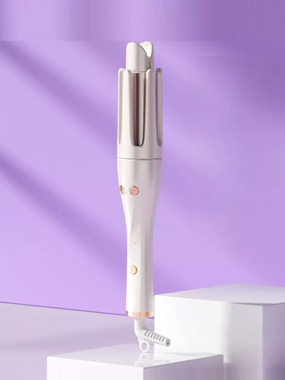Lavender automatic rotating ceramic curling iron with European plug by Trendsi, showcasing its sleek design and rotating barrel.