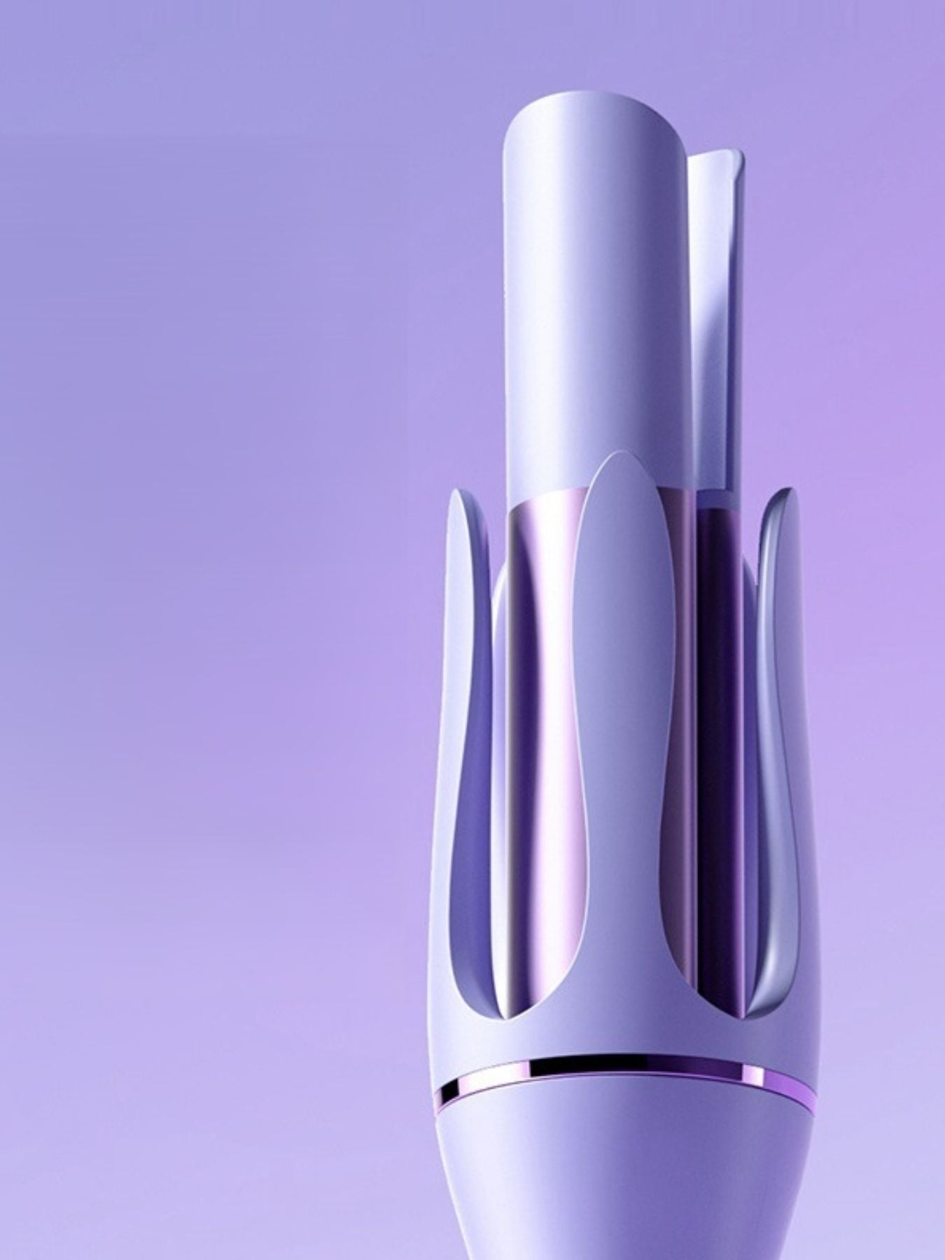 Lavender automatic rotating ceramic hair curling iron by Trendsi with European plug, showcasing its sleek design and rotating barrel