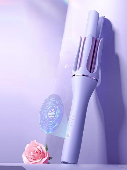 Lavender automatic rotating ceramic hair curling iron by Trendsi with European plug for easy styling.