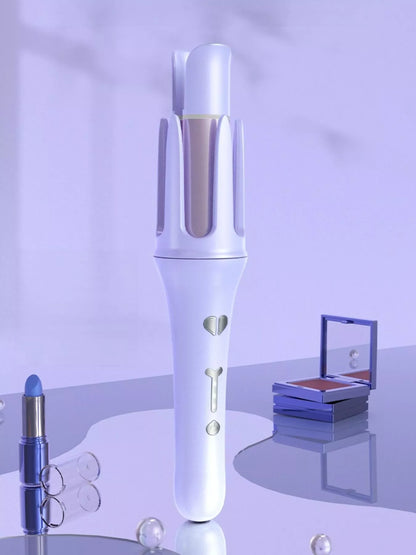 Lavender automatic rotating hair curling iron from Trendsi with European plug, showcasing its sleek design and rotating barrel.