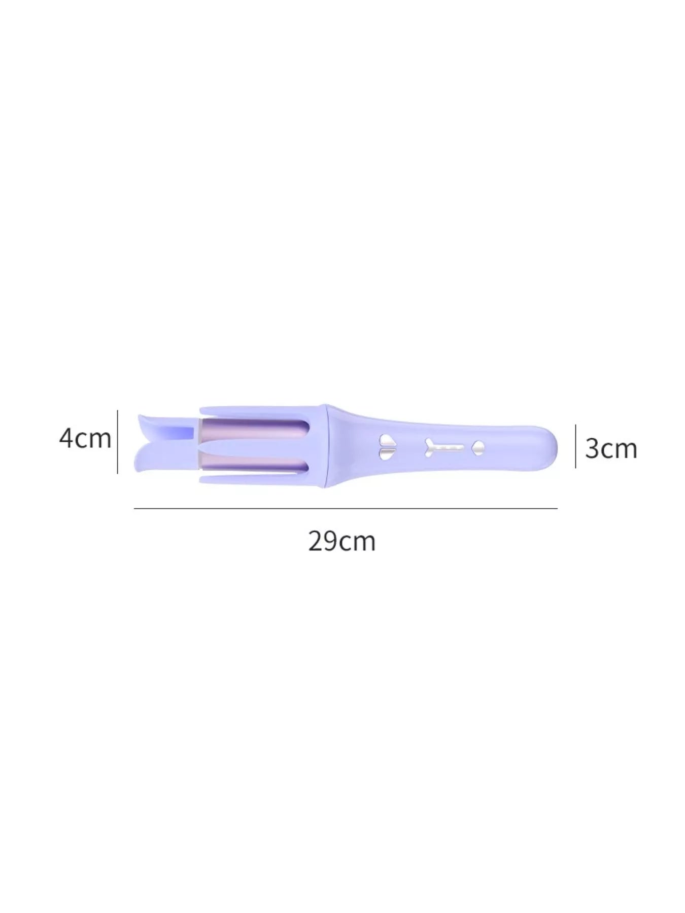 Lavender automatic rotating hair curling iron by Trendsi with European plug, showcasing its sleek design and rotating barrel.