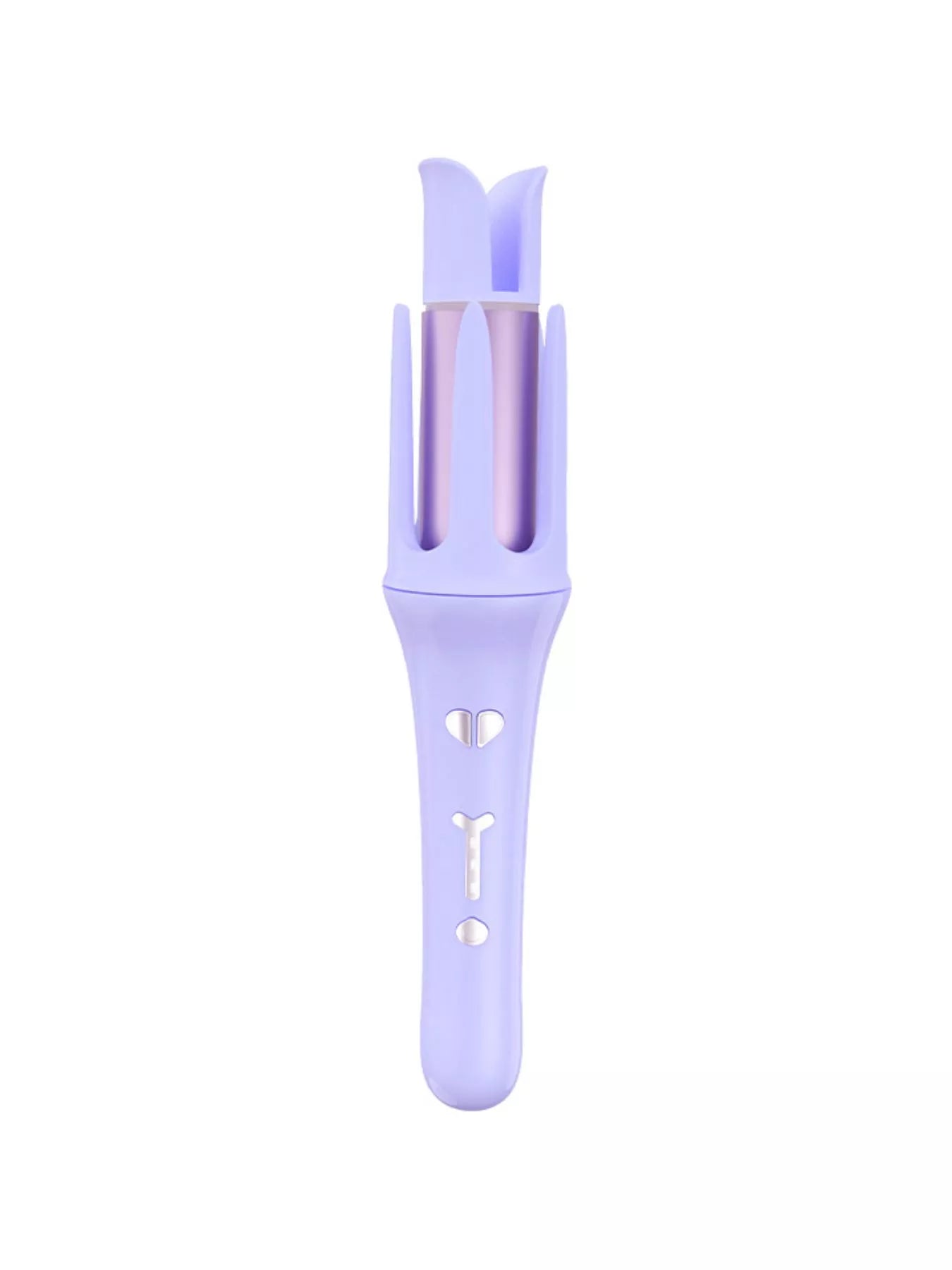 Lavender automatic rotating hair curling iron by Trendsi with European plug, showcasing its sleek design and rotating barrel for effortless curls.