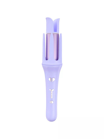 Lavender automatic rotating hair curling iron by Trendsi with European plug, showcasing its sleek design and rotating barrel for effortless curls.