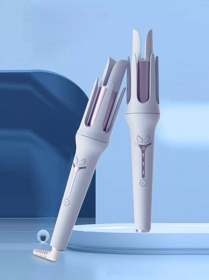 Lavender automatic rotating hair curling iron by Trendsi with European plug and ceramic barrel for effortless curls.