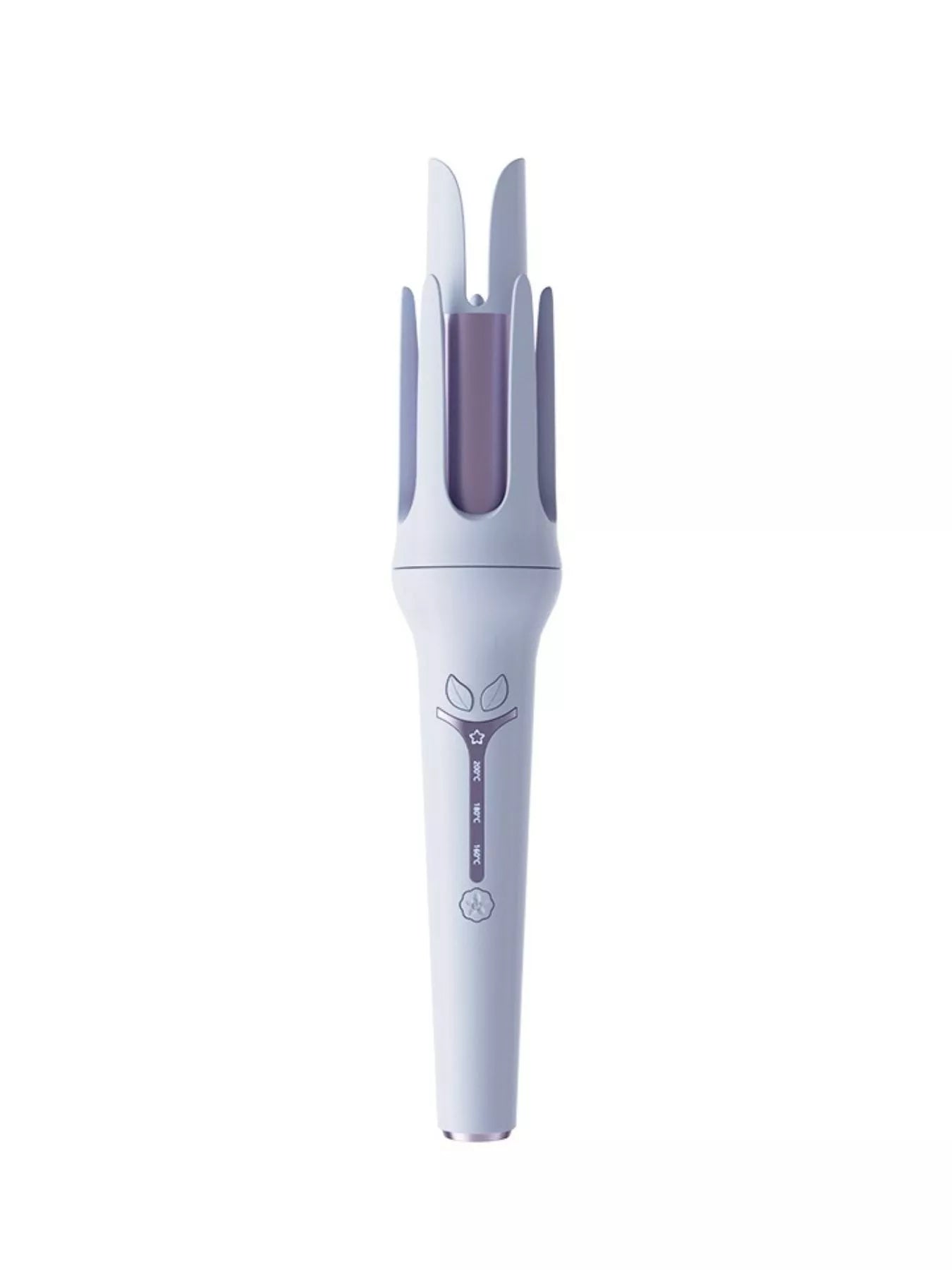 Lavender automatic rotating hair curling iron by Trendsi with European plug, showcasing its sleek design and rotating barrel.