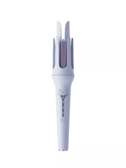 Lavender automatic rotating hair curling iron by Trendsi with European plug, showcasing its sleek design and rotating barrel.