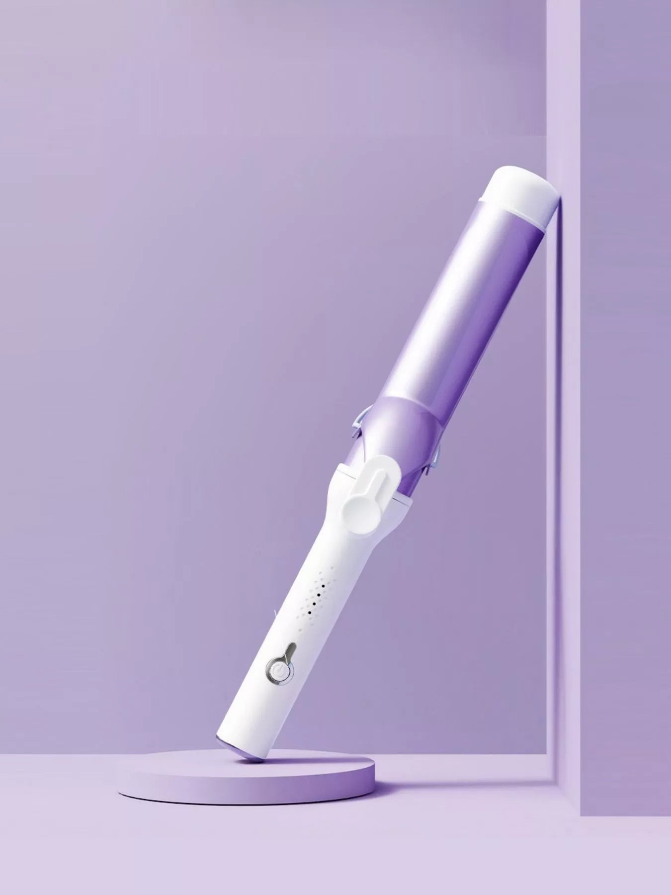 Lavender Trendsi fast heating curling iron wand with European plug, showcasing its sleek design and ceramic barrel for effortless curls.
