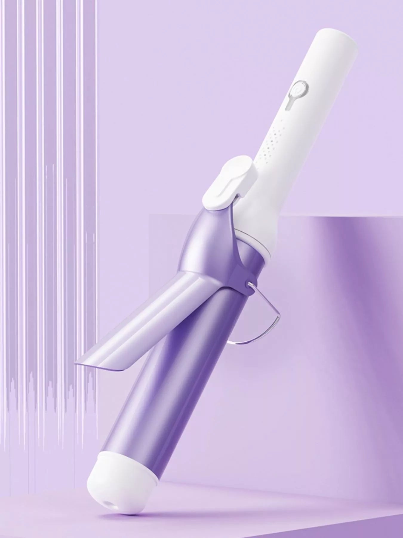 Lavender Trendsi fast heating curling iron wand with European plug, featuring a sleek design for quick, effortless curls.