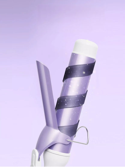 Lavender Trendsi fast heating curling iron wand with European plug, featuring a sleek design for quick, easy hairstyling.