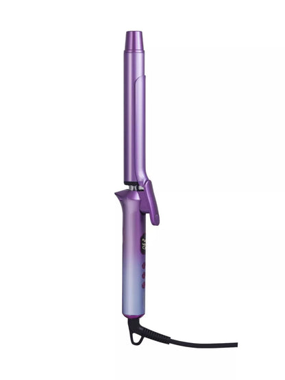 Lavender Trendsi curling iron with temperature control and European plug for styling and curling hair effectively.