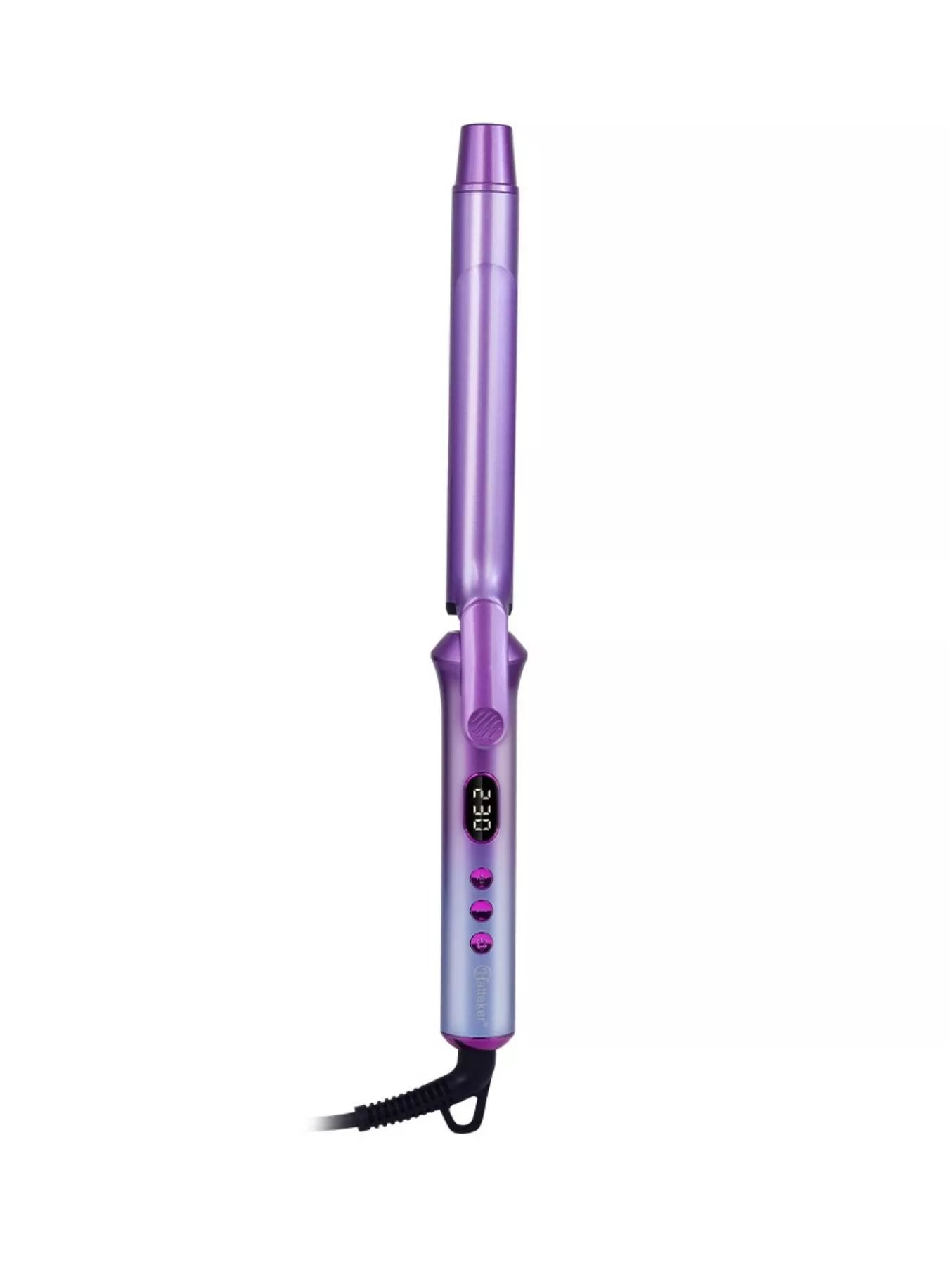 Lavender Trendsi temperature-control curling iron with European plug, showcasing its sleek design and adjustable heat settings.