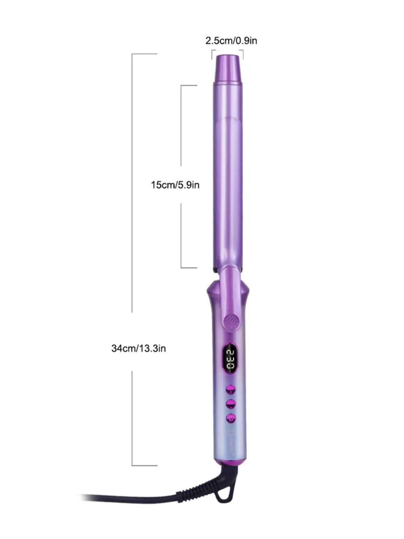 Lavender Trendsi temperature-control curling iron with European plug and ergonomic handle for professional hair styling.