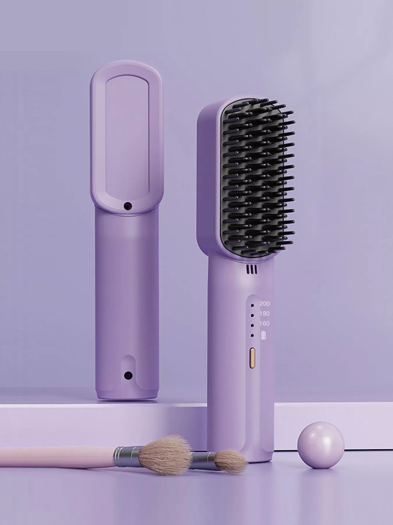 Lavender Trendsi cordless heated straightening comb with ergonomic handle and ceramic plates for smooth, frizz-free hair styling.