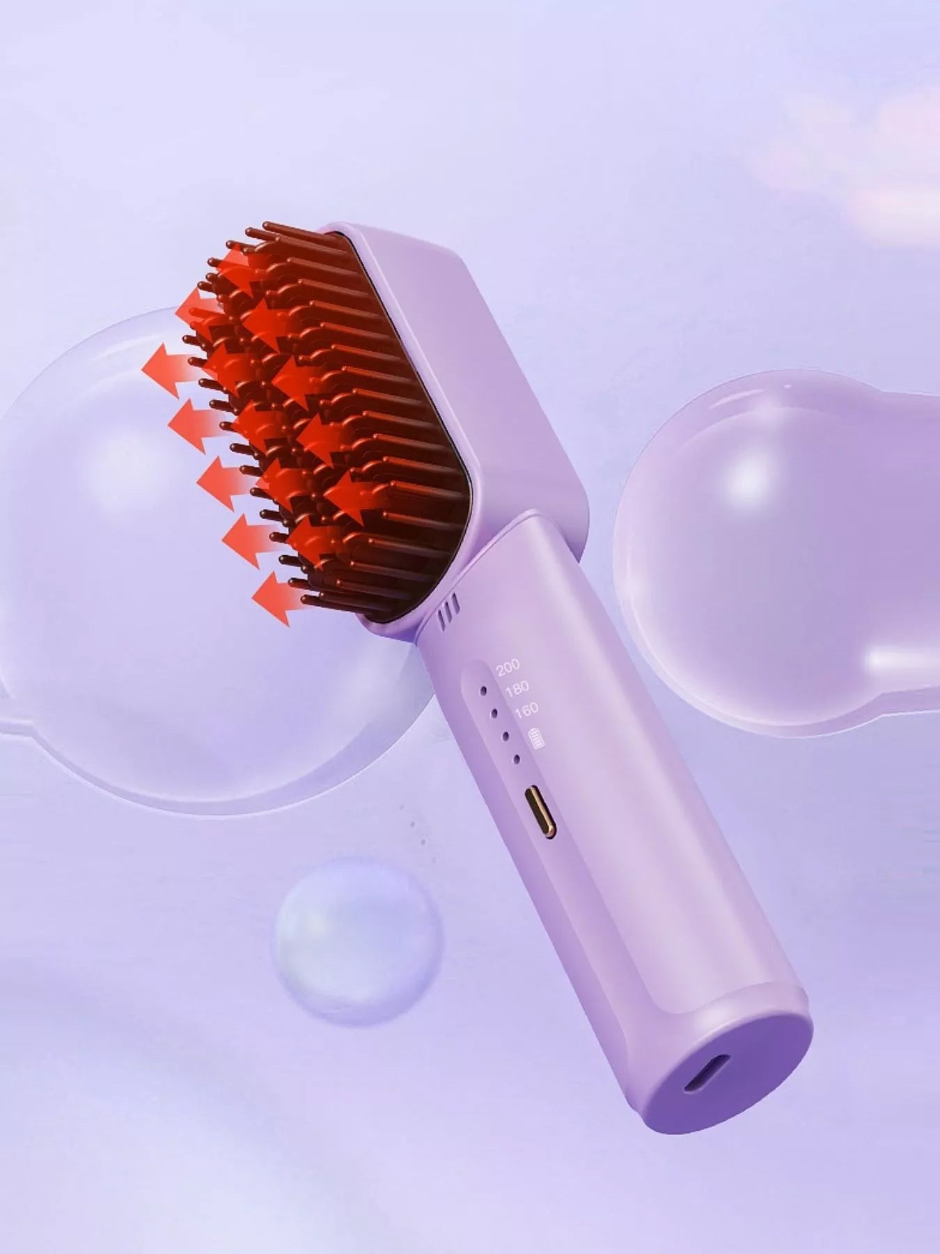 Lavender Trendsi cordless heated straightening comb with ergonomic design and adjustable heat settings for smooth, straight hair.